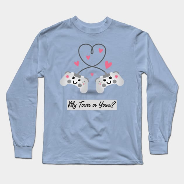 Video Gamer Flirty Controllers: Two Player Game Long Sleeve T-Shirt by Alaskan Skald